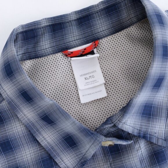 The North Face Grey Blue Flannel Button Up Breathable Hiking Shirt Size XL - Picture 14 of 14
